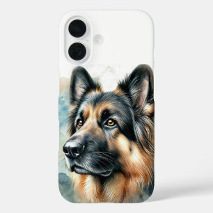 Majestic German Shepherd Watercolor Art iPhone 16 Case