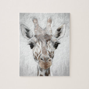 Majestic Giraffe Portrayed In Black & White Puzzle