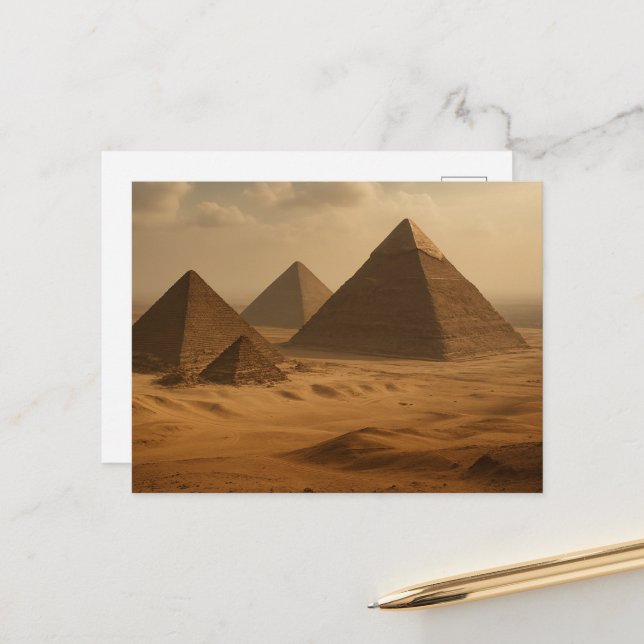 Majestic Giza Pyramids Egyptian Postcard (Front/Back In Situ)