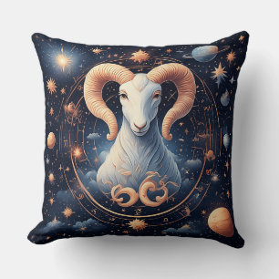 Majestic Goat Portrait in a Mystical Celestial Cushion
