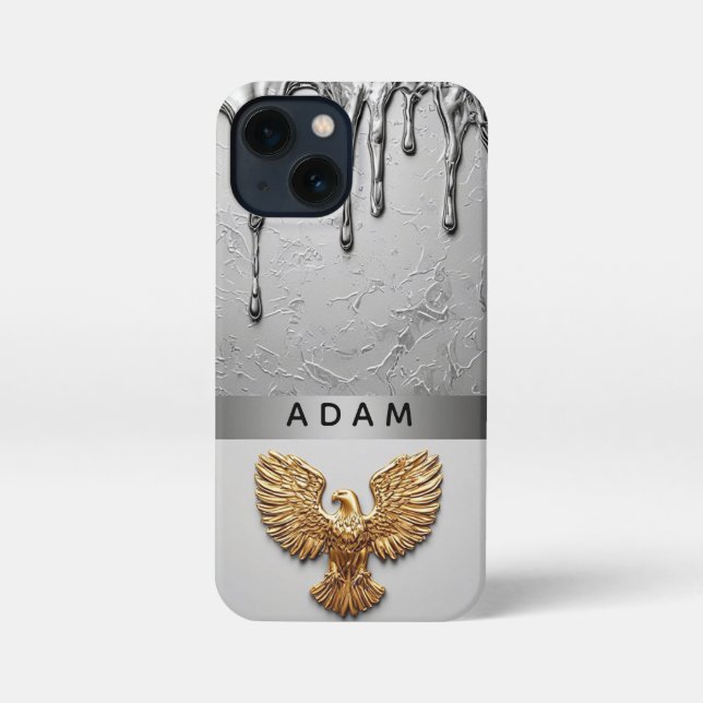 ✨ Majestic Gold Eagle Drip Liquid Metal Prestige🦅 iPhone Case (Back)