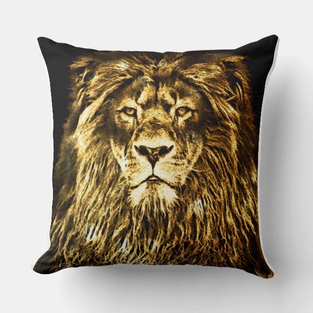 Majestic Gold Lion Cushion (Front)