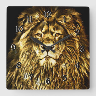 Majestic Gold Lion Square Wall Clock