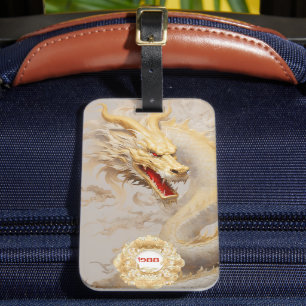 Majestic Golden Dragon and Ivory Luggage Tag