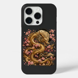 Majestic Golden Dragon Fantasy iPhone 15 Pro Cases