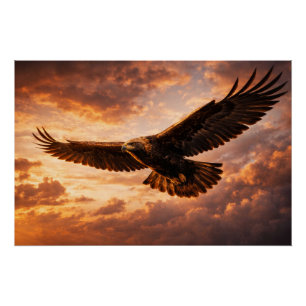 Majestic Golden Eagle – Flight in Dramatic Sky Poster