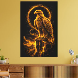 Majestic Golden Eagle Glowing Celestial  Canvas Print