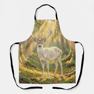 Majestic Golden Forest Buck Painting Apron