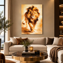 Majestic Golden Lion Abstract Painting Luxury Art