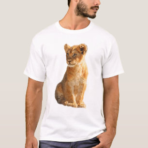 Majestic Golden Lion Cub Portrait Illustration Men T-Shirt
