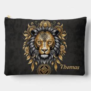 Majestic golden lion head with black mane. accessory pouch