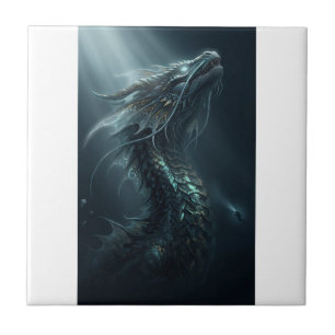 Majestic Golden Scale Sea Dragon - Deep Ocean Guar Ceramic Tile