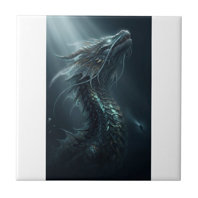 Majestic Golden Scale Sea Dragon - Deep Ocean Guar Ceramic Tile (Front)