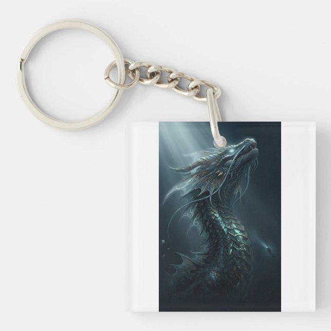 Majestic Golden Scale Sea Dragon - Deep Ocean Guar Key Ring (Front)