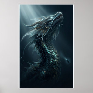 Majestic Golden Scale Sea Dragon - Deep Ocean Guar Poster