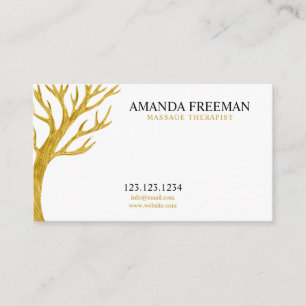 Majestic Golden Tree Massage Therapist Business Card