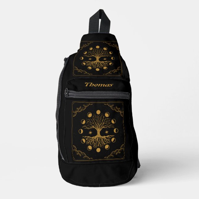 Majestic golden Tree of Life Sling Bag (Front)