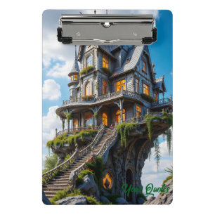Majestic Gothic Mansion on Cliff Edge Mini Clipboard
