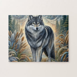 Majestic Gray Wolf Jigsaw Puzzle