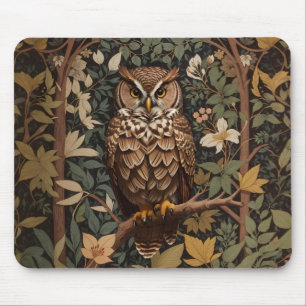 Majestic Great Horned Owl Forest Mouse Pad