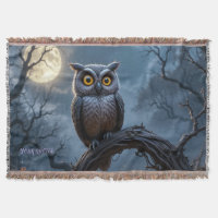 Majestic Great Horned Owl Under Full Moon