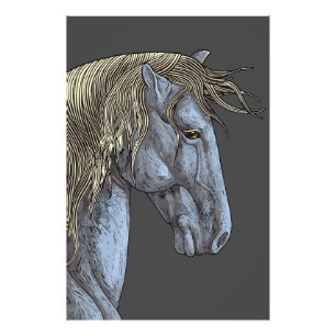 Majestic Grey Horse with Flowing Mane Photo Print