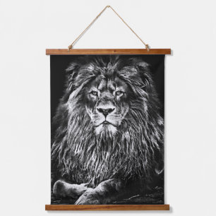 Majestic Grey Lion Hanging Tapestry