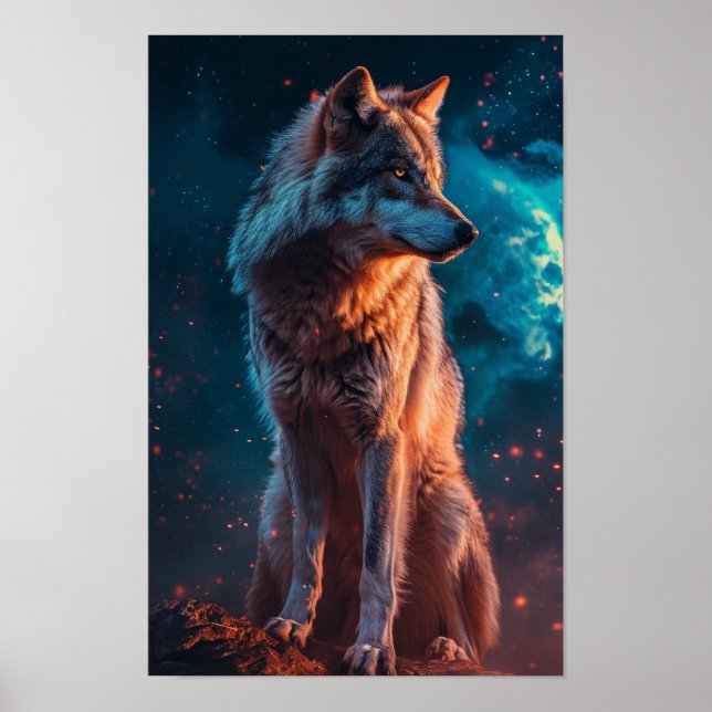 Majestic Grey Wolf Wildlife Poster (Front)