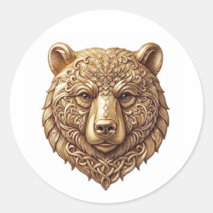 Majestic Grizzly Bear Sticker, Regal Wildlife Deca Classic Round Sticker