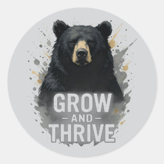 Majestic Growth Black Bear Art   Classic Round Sticker