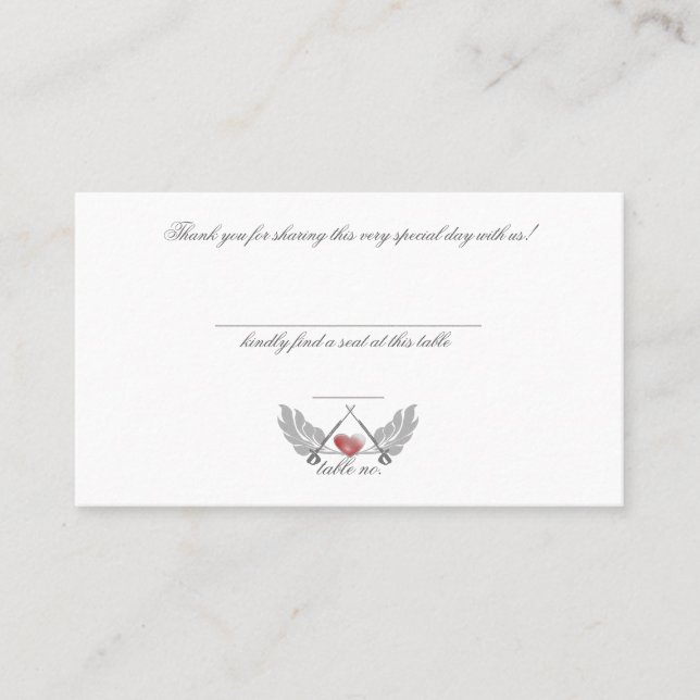 Majestic Guarded Hearts Wedding Place Card (Front)