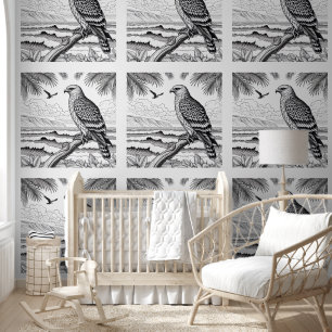 Majestic Hawk Over Coastal Waters Colouring Wallpaper