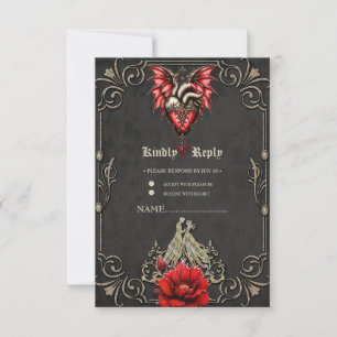 Majestic heart, a Gothic Romance RSVP Card