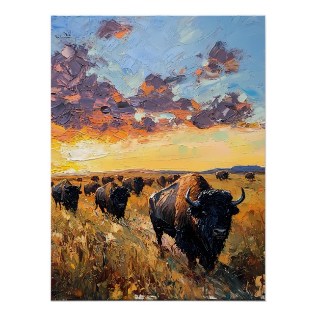 Majestic Herd: Buffalo on the Prairie Poster (Front)
