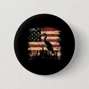 Majestic Heron 4th Of July American Flag Nature Sc 6 Cm Round Badge