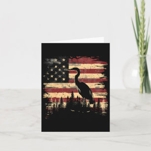 Majestic Heron 4th Of July American Flag Nature Sc Card