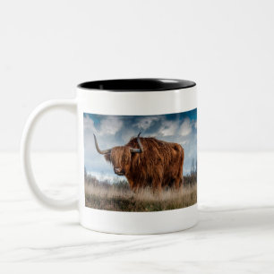 Majestic Highland Cow Two-Tone Coffee Mug