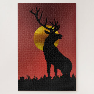 Majestic Horned Deer in Golden Sunlight Jigsaw Puzzle