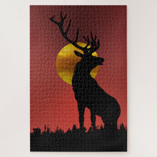 Majestic Horned Deer in Golden Sunlight Jigsaw Puzzle (Vertical)