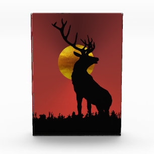 Majestic Horned Deer in Golden Sunlight Photo Block