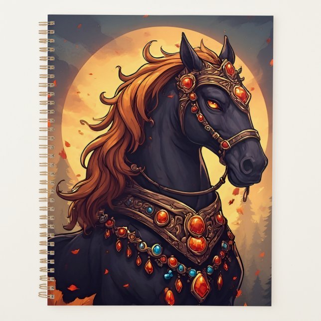 Majestic Horse Adorned With Golden Bejeweled Planner (Front)