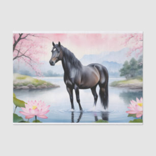 Majestic horse and beauty of lotus tissue paper