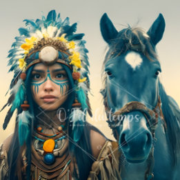 Majestic Horse And Young Native Woman Tissue Paper