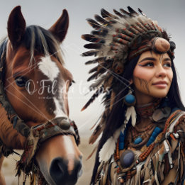 Majestic Horse And Young Native Woman Tissue Paper