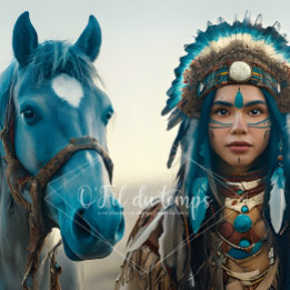 Majestic Horse And Young Native Woman Tissue Paper