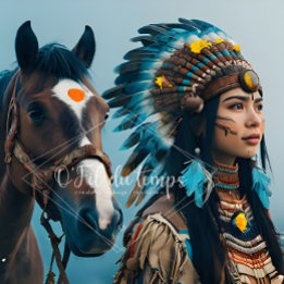 Majestic Horse And Young Native Woman Tissue Paper