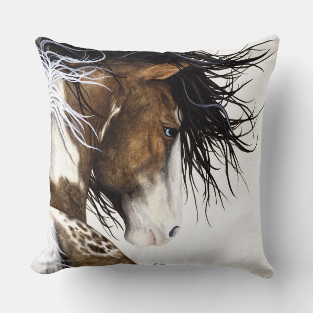 Majestic Horse Bihrle Pinto Paint Pintolossa Pony Cushion (Front)