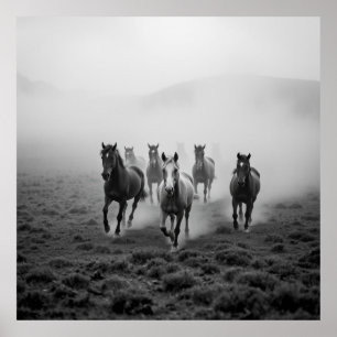 Majestic Horse Charcoal Drawing – Grace and Streng Poster