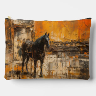 Majestic Horse in Abstract Sunset Accessory Pouch