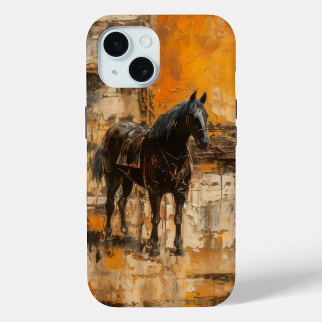 Majestic Horse in Abstract Sunset Case-Mate iPhone Case (Back)